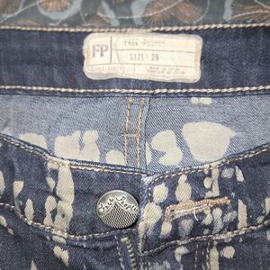 Free People Paisley stripe Blue and White Bell Bottom Jeans